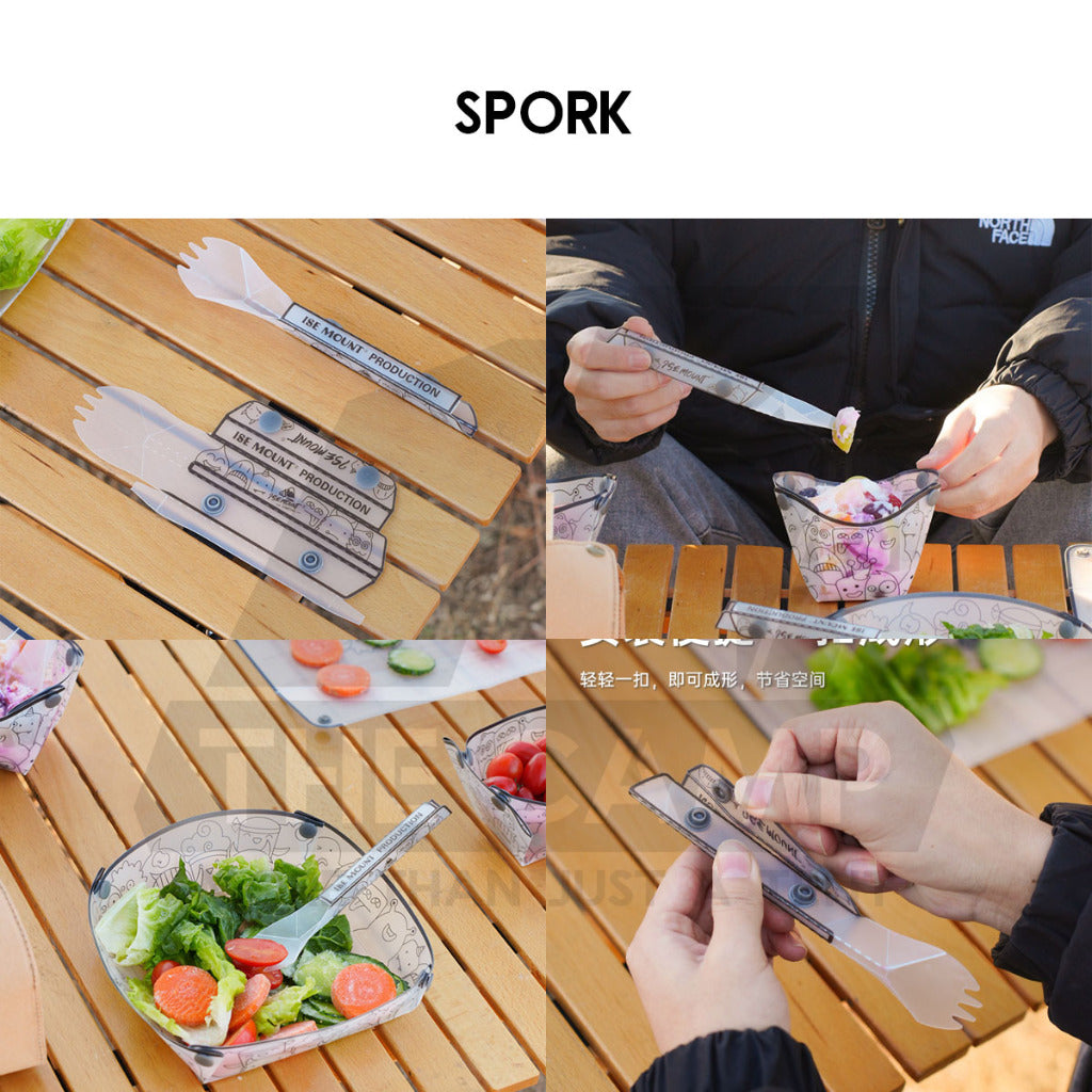 Foldable PP Tableware Folding Cup Bowl Plate Coffee Dripper Spork Cutting Outdoor Camping Foodgrade Cookware Utensils