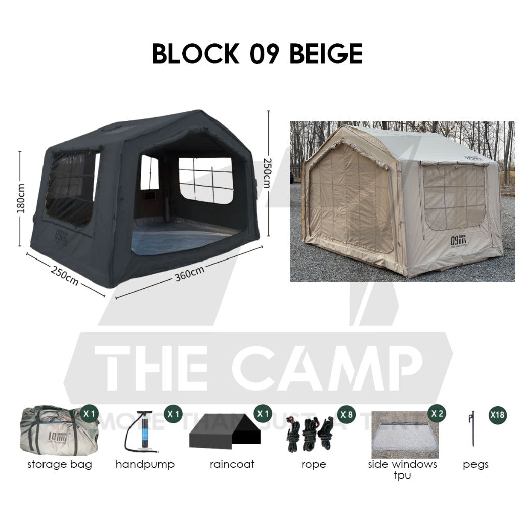 Spark Block 09 10 05 Air Tent Large Space Tactical Style Grey Black Khaki Beige Army Green Inflatable Khemah Angin Coody