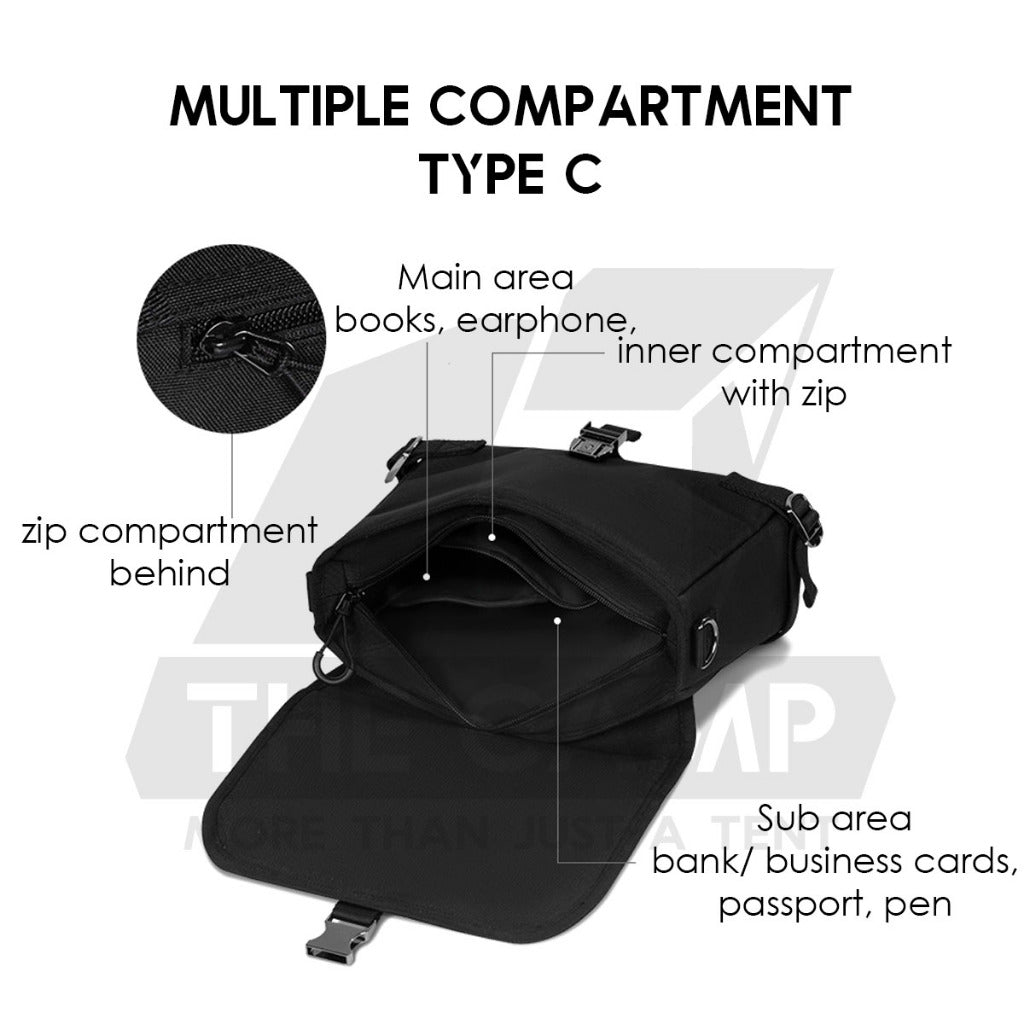 Blackdog Sling Shoulder Bag Outdoor Camping Travel Messenger Satchel Wallet Black Beg Unisex CBD2450XB017 CBD2450XB018