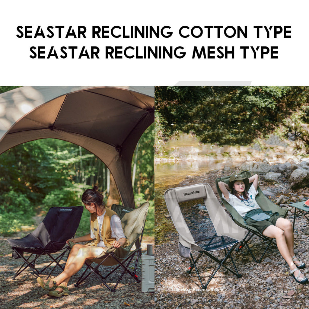 Naturehike SeaStar Reclining Chair High Back Recliner Cotton Mesh Kerusi Outdoor Camping Moon CNK2450JJ020 CNK2550JJ019