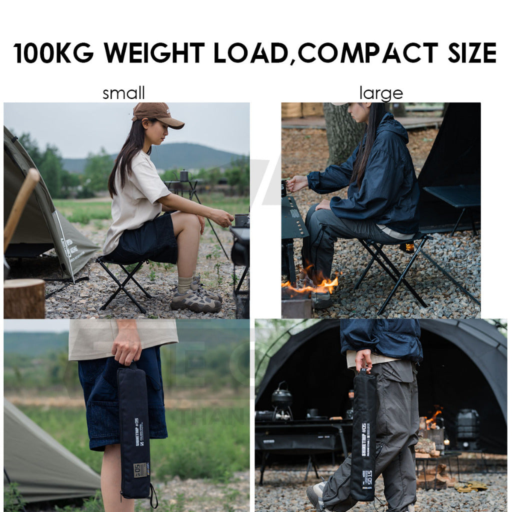 Shinetrip Foldable Tactical Stool Heavy Duty Table Hanging Ring Loop Black Velcro Aluminium Table
