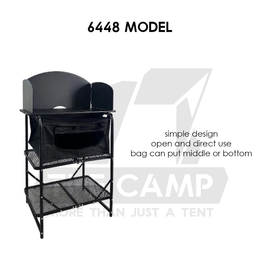 Outdoor Camping Mobile Kitchen Table Portable Folding Kitchen Black Cookware Windshield Mesh Bag Dapur Single/Double