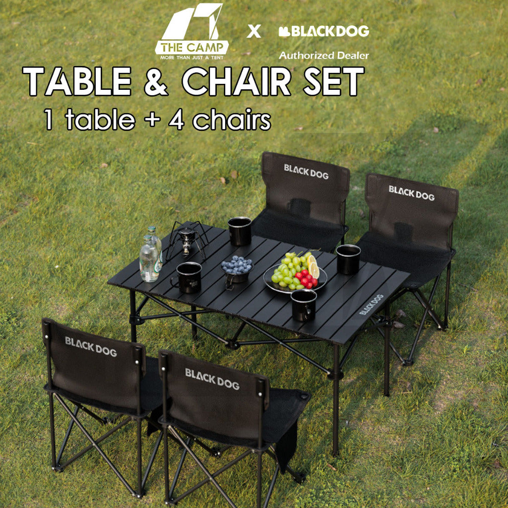 Blackdog Table Chair Set 1 Table 4 Chairs Carbon Steel Outdoor Camping CBD2550JJ037