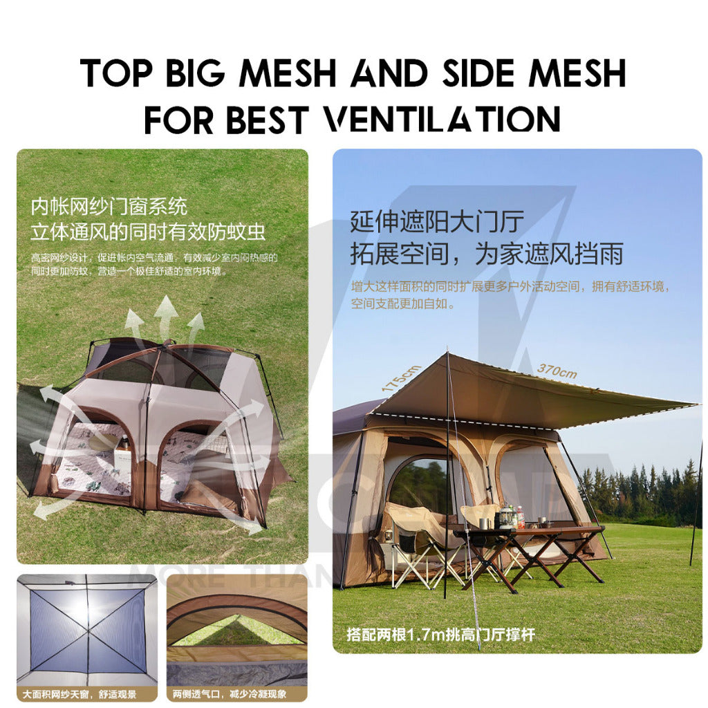 Vidalido An Saan Tent M / PRO Outdoor Camping Manual PU1500mm Family Villa Silver Coating Khemah Unta Camel