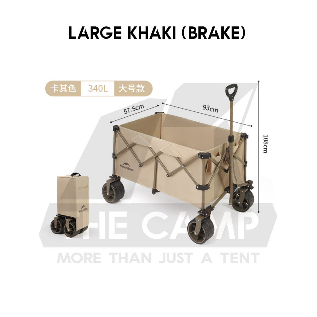 Naturehike JL Wagon Trolley Outdoor Camping Cart with Brake 10cm Thick Wheel 140L 280L 340L Black CNK2450JJ017