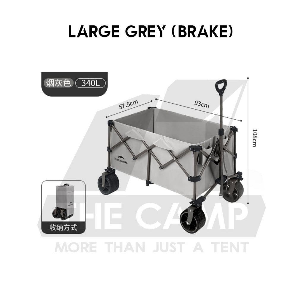 Naturehike JL Wagon Trolley Outdoor Camping Cart with Brake 10cm Thick Wheel 140L 280L 340L Black CNK2450JJ017