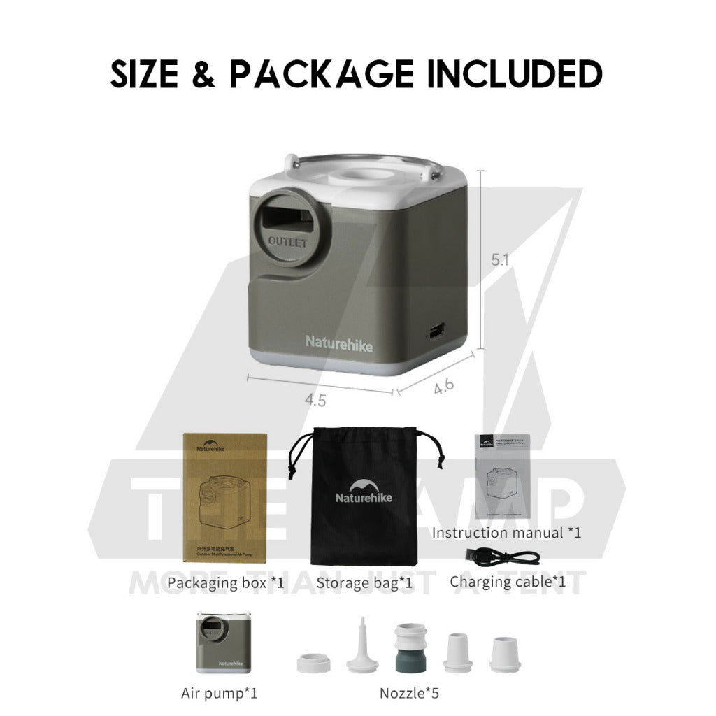 Naturehike 3 in 1 Mini Air Pump with Light Inflate Deflate Outdoor Camping Inflatable Bed Pillow Lamp CNK2550ZM012