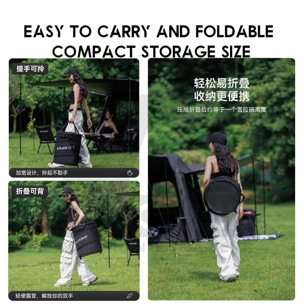 Blackdog Foldable Bucket Bag Laundry Basket 40L Folding Dustbin Trashbin Strorage Outdoor Camping Sundries CBD2450XB011