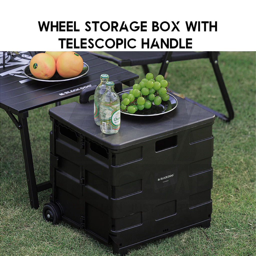 Blackdog 50L Wheel Storage Box with Telescopic Handle Foldable Shopping Cart Camping Wagon Trolley Compact CBD2450XB013