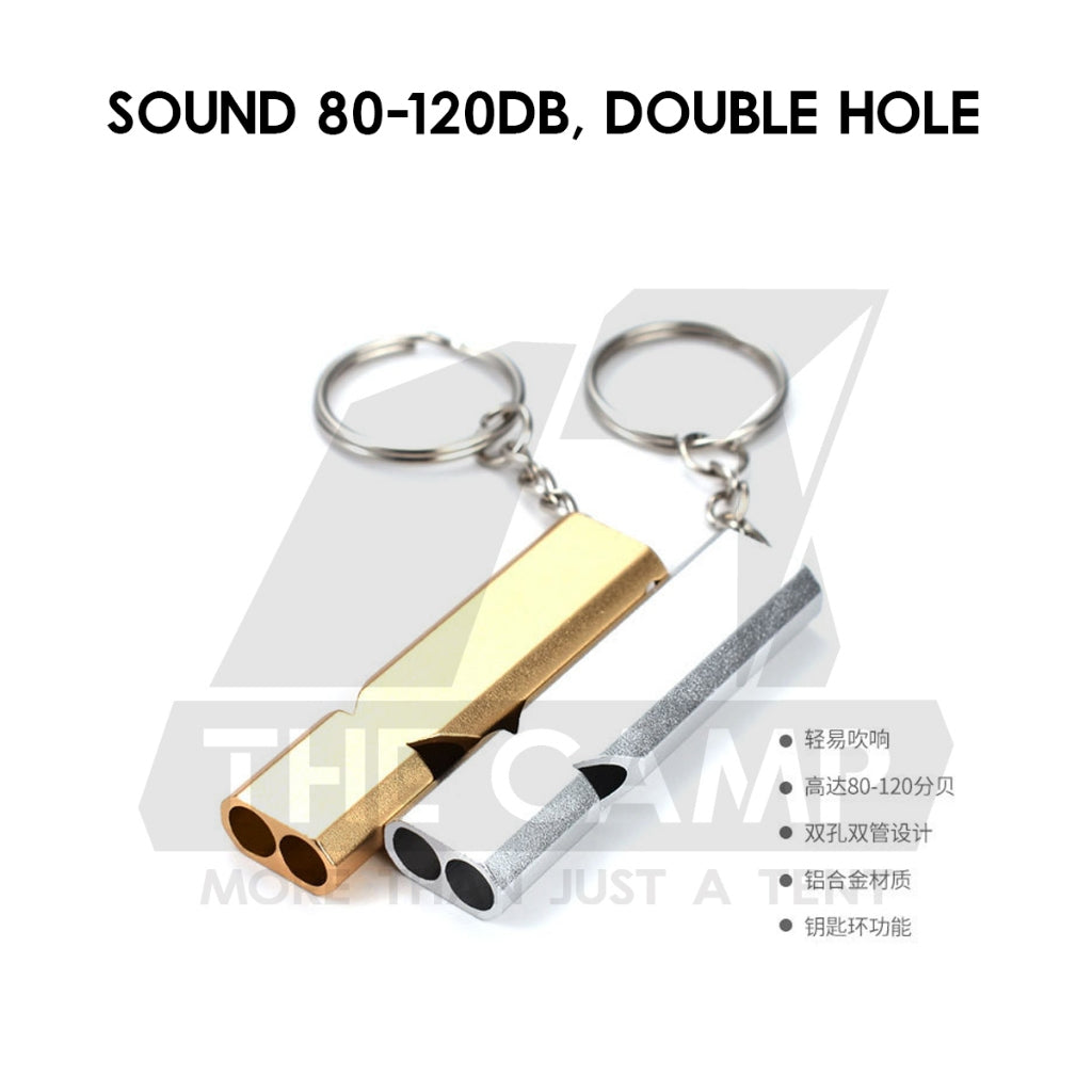 Aluminum Alloy High Pitched Whistle Dual Frequency Hi Pitch Survival Dual Tube Outdoor Hiking Camping EDC Tools Keychain