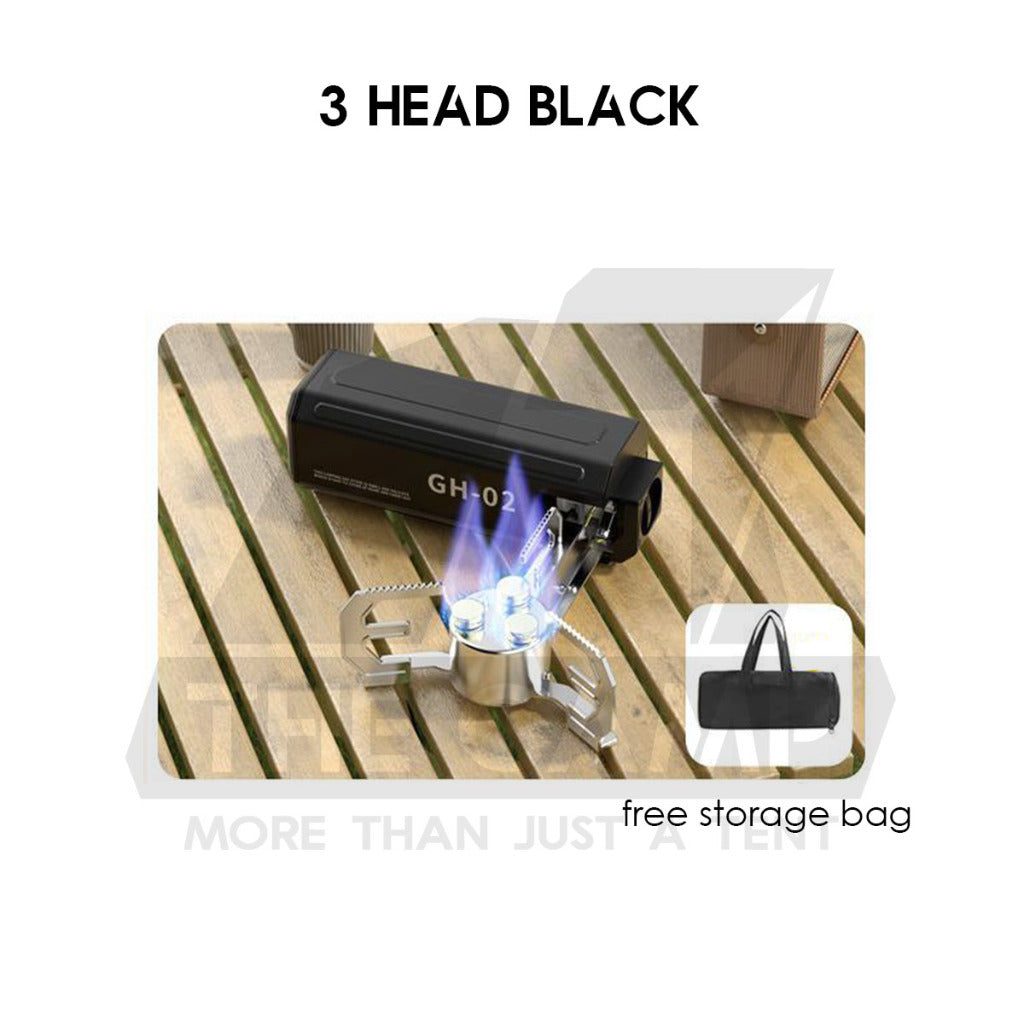 2800W 4800W Portable Folding Stove Outdoor Camping 1 Head 3 Head Cooking Cassette Gas Burner Foldable BRS Black