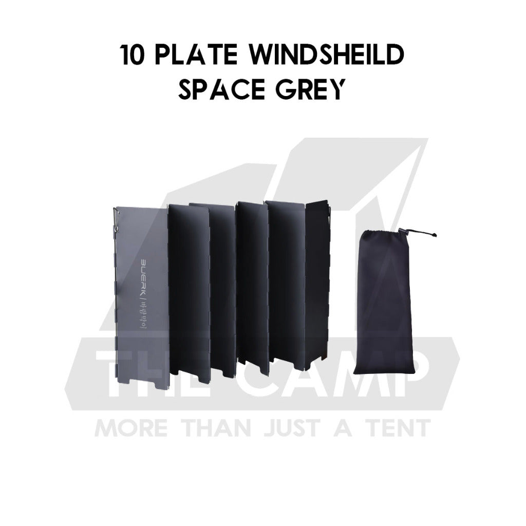 Buerk Foldable Outdoor 10 Plate Windshield Matt Oxidised Folding Camping Stove Windscreen Sheild Portable Wind Black