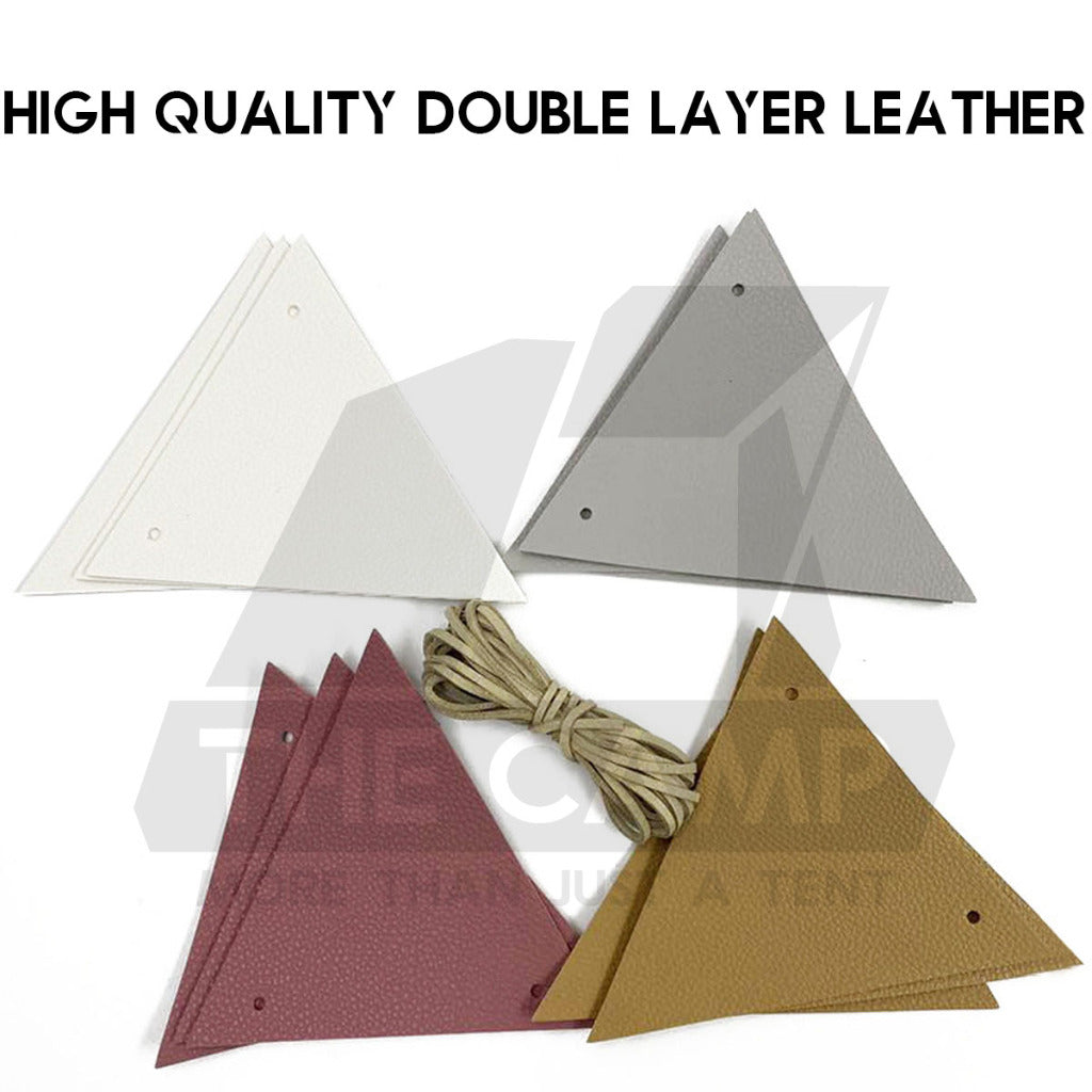 Outdoor Camping Flag PU Leather Decoration Tent Khemah Deco Triangle Equipment Flags Nail Rope Bag Pole Hanging Strap Pi