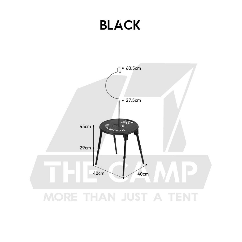 Blackdog Portable Table Stool Round Adjustable Height Heavy Duty with Lamp Pole Meja Hitam CBD2550JJ025
