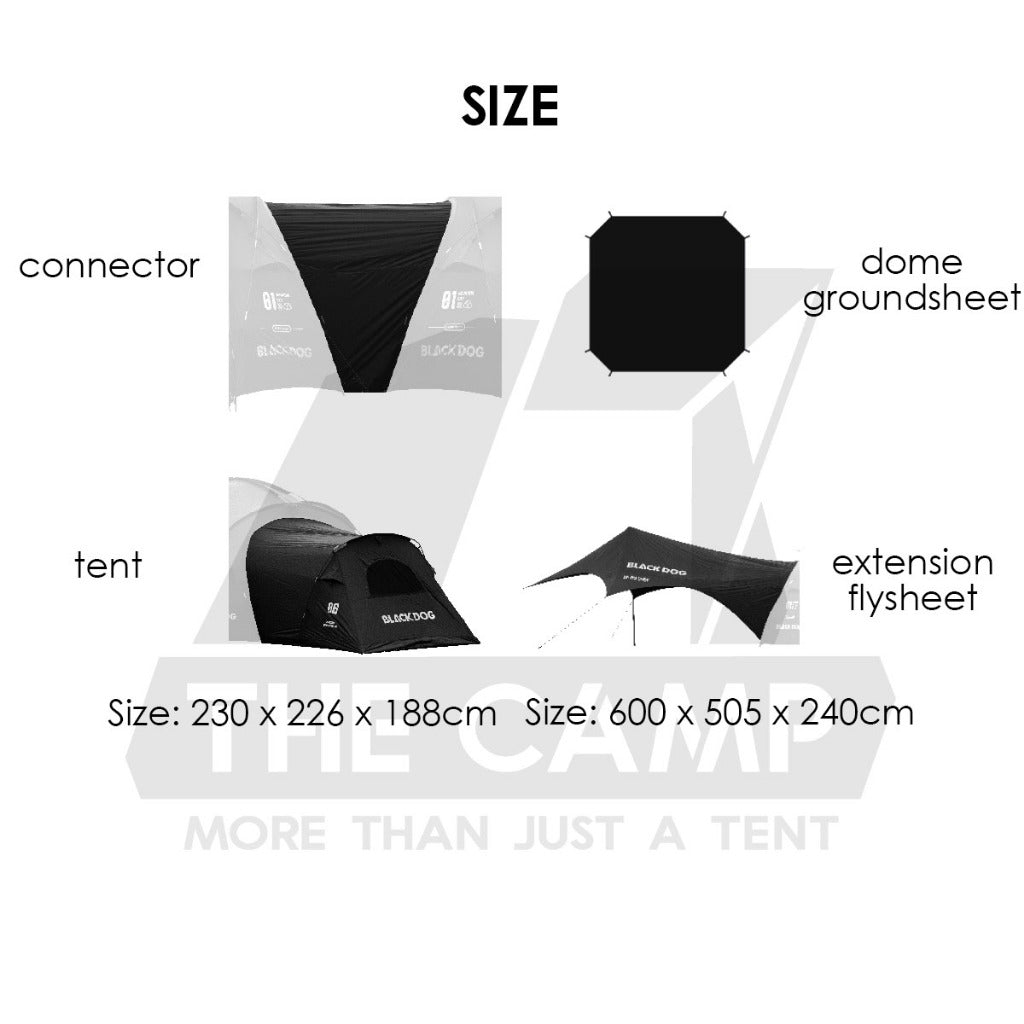 Blackdog Manual Dome Shelter with optional Tent Flysheet Car Connector Groundsheet Door Cloth Mesh CBD2550WS010