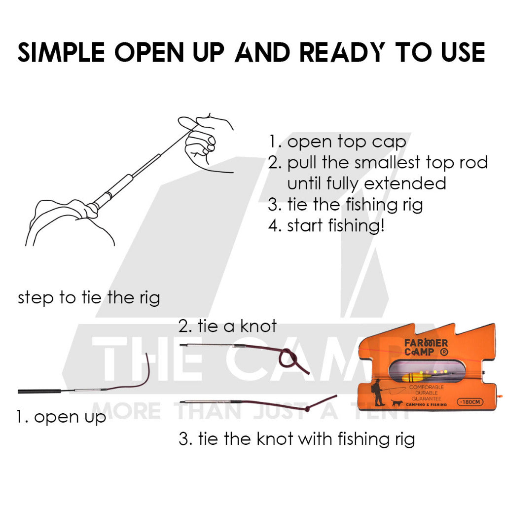 Farmer Camp Small Fishing Rod Set Outdoor Camping Fish Rod Compact Telescopic Shrimp Udang Ikan Pancing