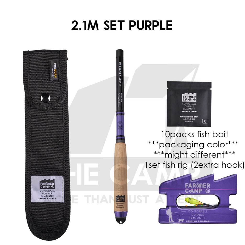 Farmer Camp Small Fishing Rod Set Outdoor Camping Fish Rod Compact Telescopic Shrimp Udang Ikan Pancing