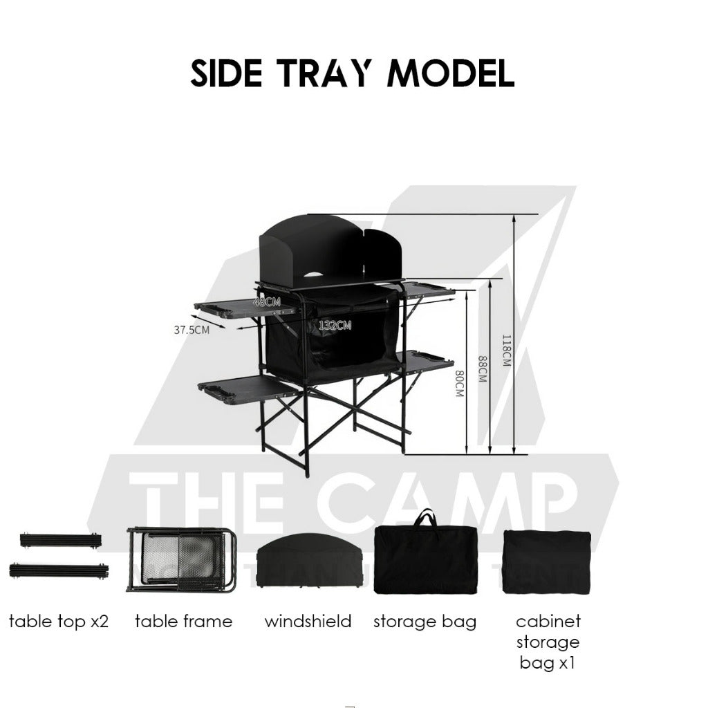 Outdoor Camping Mobile Kitchen Table Portable Folding Kitchen Black Cookware Windshield Mesh Bag Dapur Single/Double