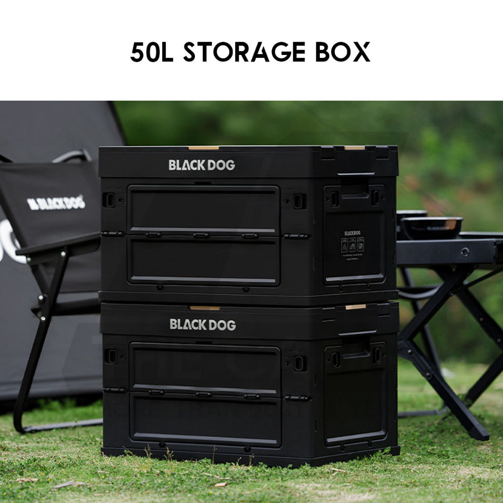 Blackdog Folding Storage Box 25L 50L Outdoor Camping Folding Foldable Multipurpose Black Box with Table Top CBD2550XB013