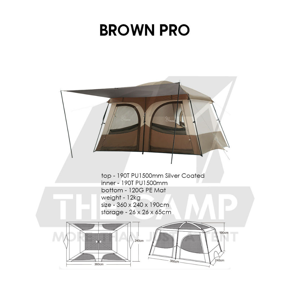 Vidalido An Saan Tent M / PRO Outdoor Camping Manual PU1500mm Family Villa Silver Coating Khemah Unta Camel
