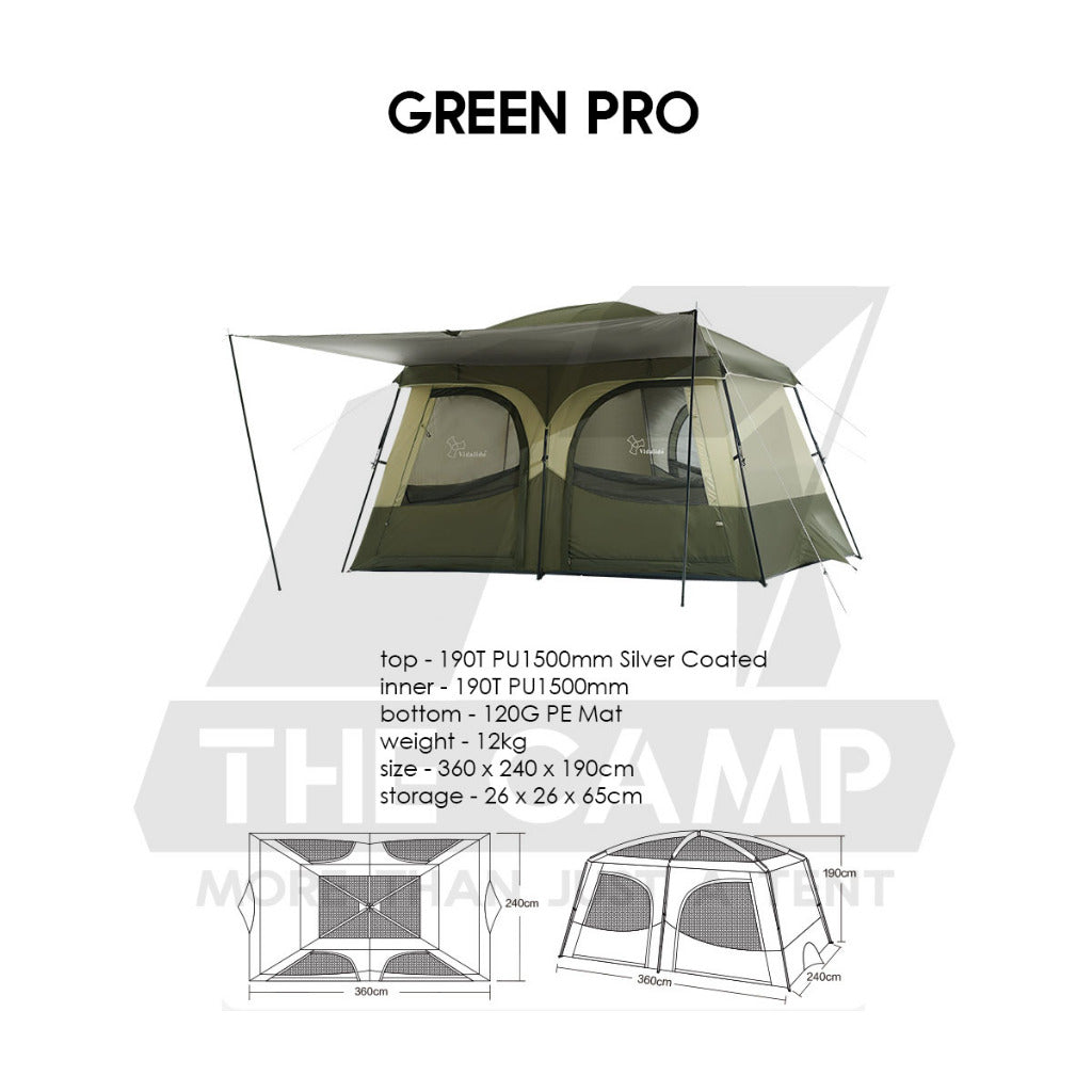 Vidalido An Saan Tent M / PRO Outdoor Camping Manual PU1500mm Family Villa Silver Coating Khemah Unta Camel