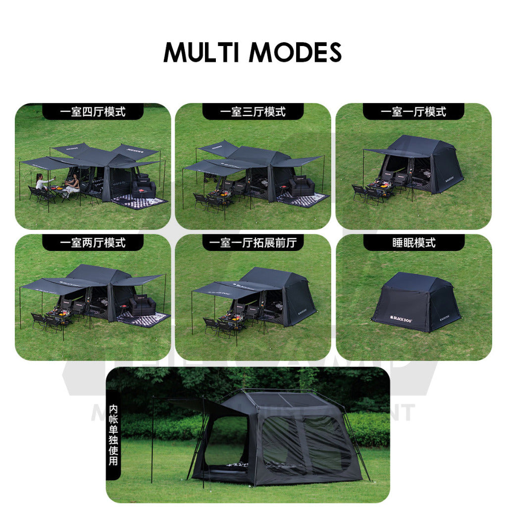 Blackdog Star Chaser 5.9 Auto Tent Outdoor Camping 1 Room 4 Hall Flysheet Vicore Village 6 Black CBD2450WS028