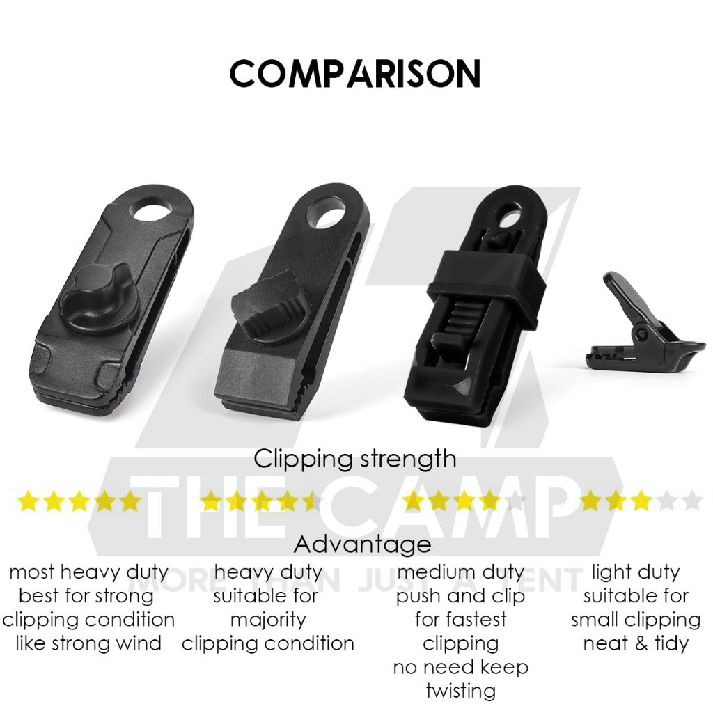 Heavy Duty Flysheet Clip Tarp Clip Tent Crocodile Clip Shark Clamp Outdoor Tarpaulin Clips Awning Paracord Rope