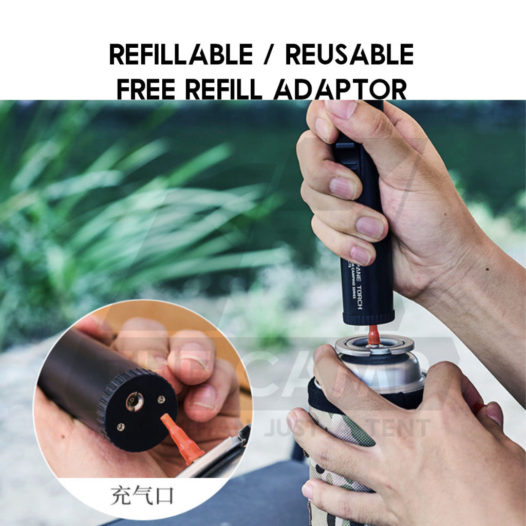 Black Samurai Fire Torch Outdoor Camping Blue Jet Flame Gun Butane Gas Burner Portable Metal Lighter Pemetik Api
