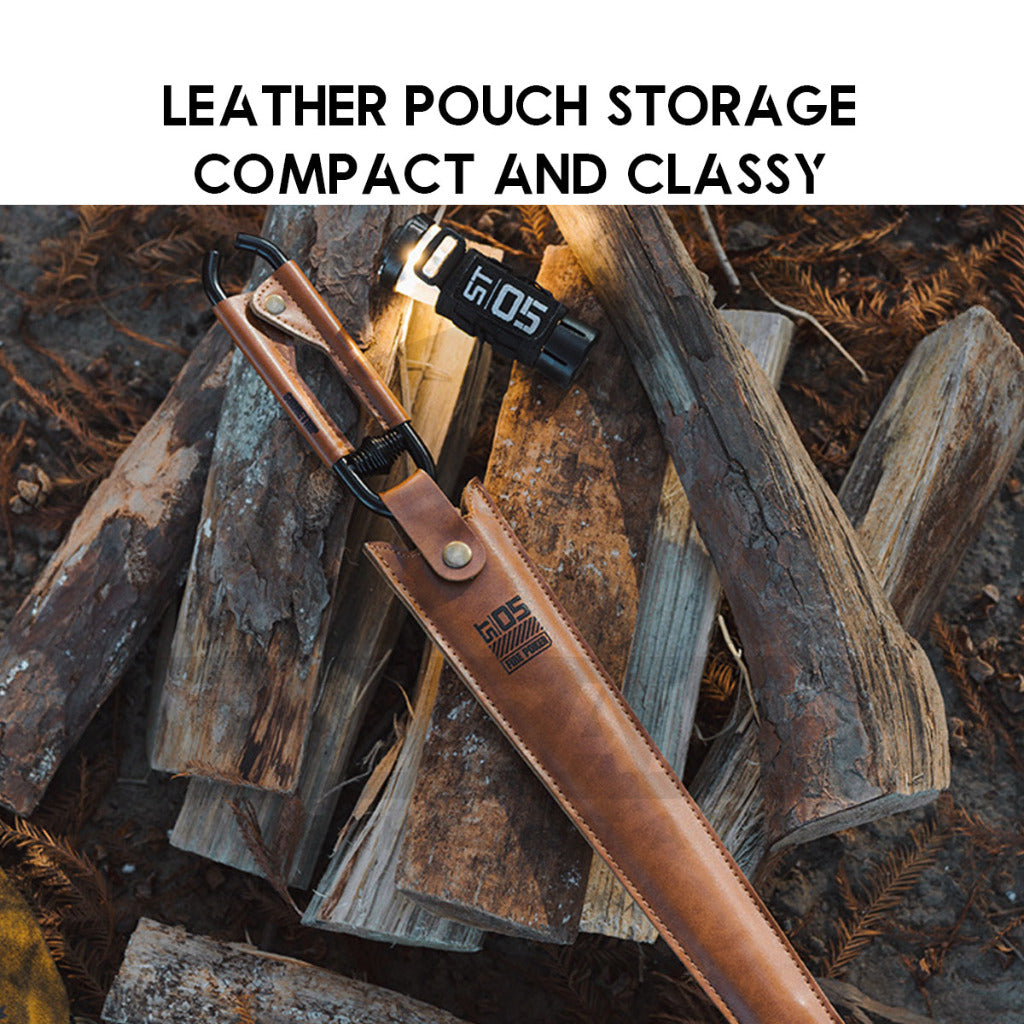 Shinetrip Charcoal Tong Clip Clamp Holder with Leather Pouch Spring Anti Fatique BBQ Firewood Ash Metal Tongs