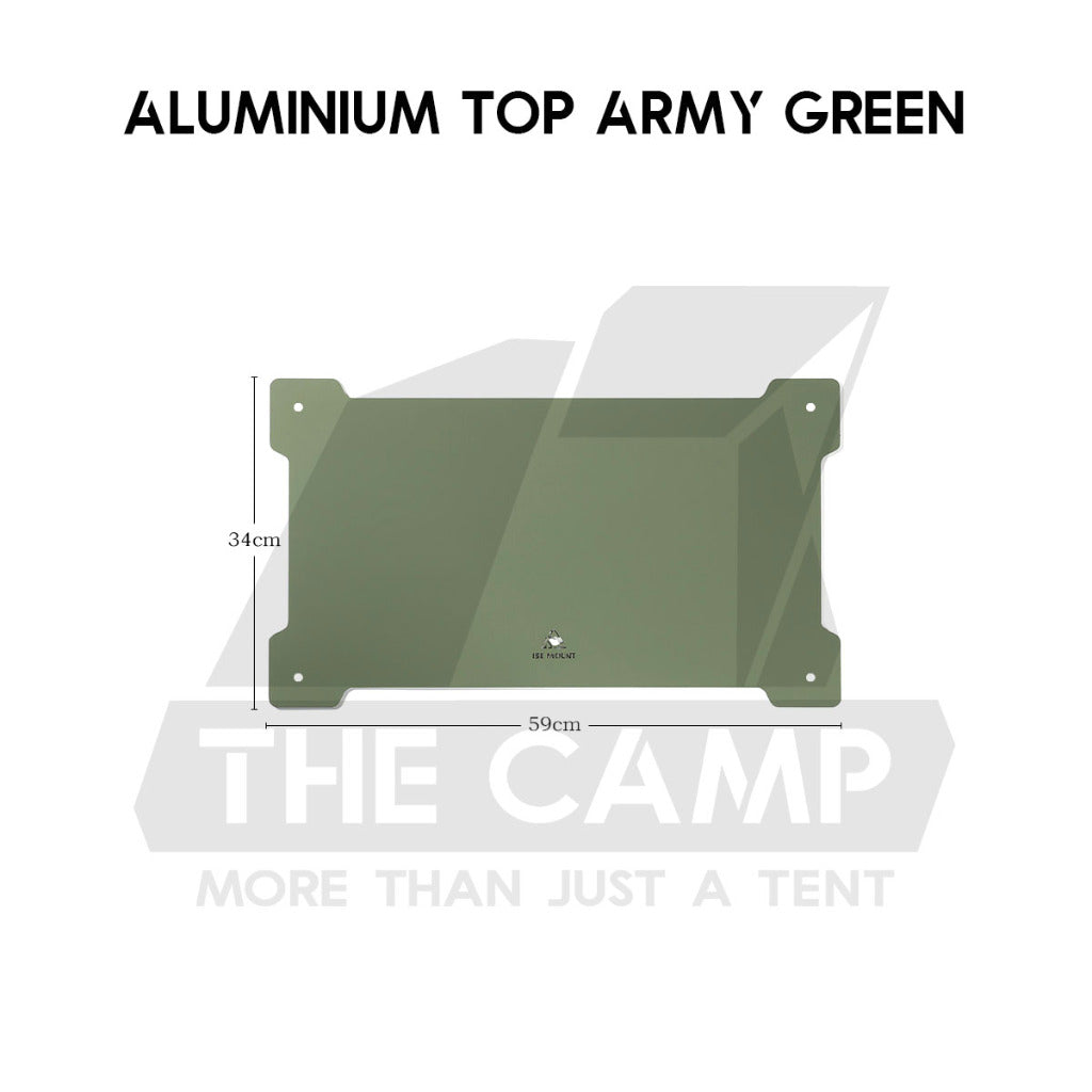 Iron Steel Mesh Camping Rack Table Foldable Portable Stacking Storage Rack Bamboo Wood Top Picnic Outdoor