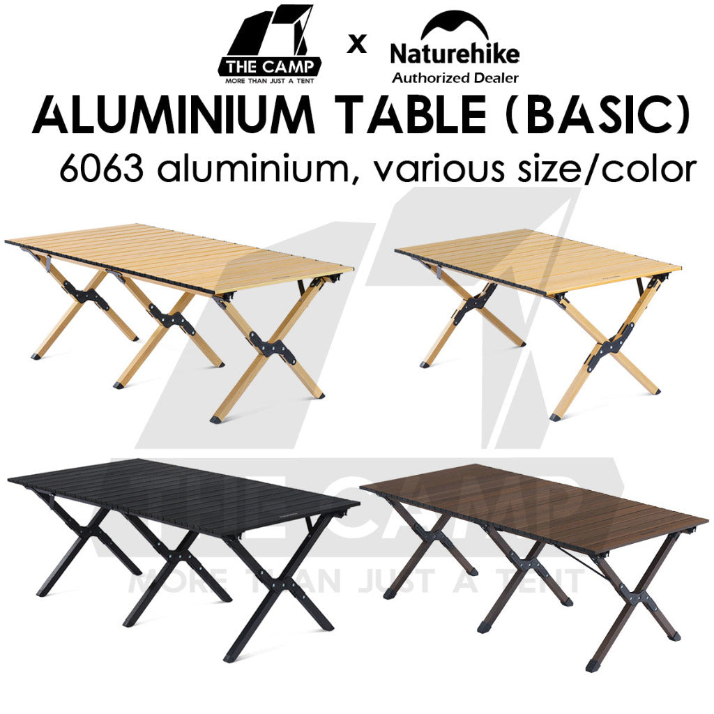 Naturehike Aluminium Egg Roll Table Outdoor Camping BBQ Party Black 120cm 150cm Table Portable Foldable CNK2300JU010