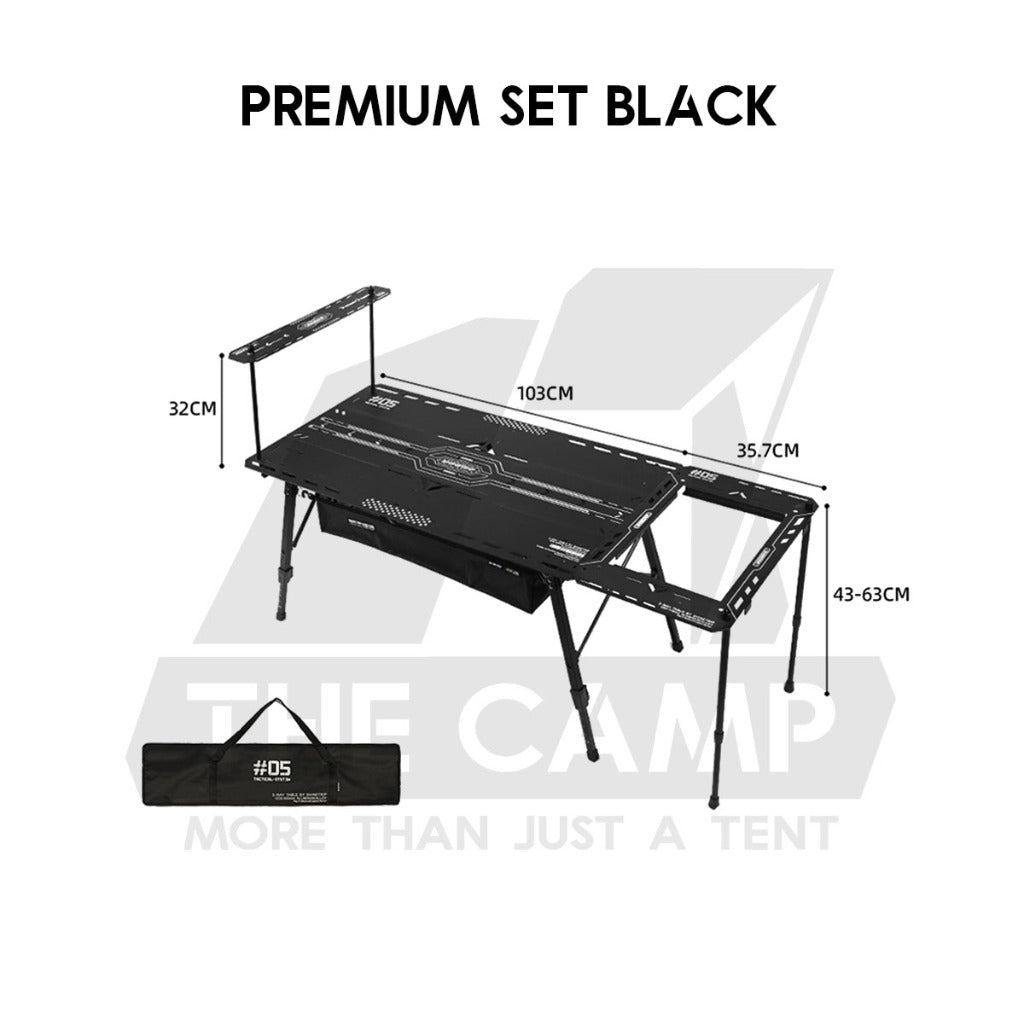 Shinetrip Starship 3 Plate Table Tactical Style IGT Expandable with Accessories Side Rack Stove BBQ Stand Meja