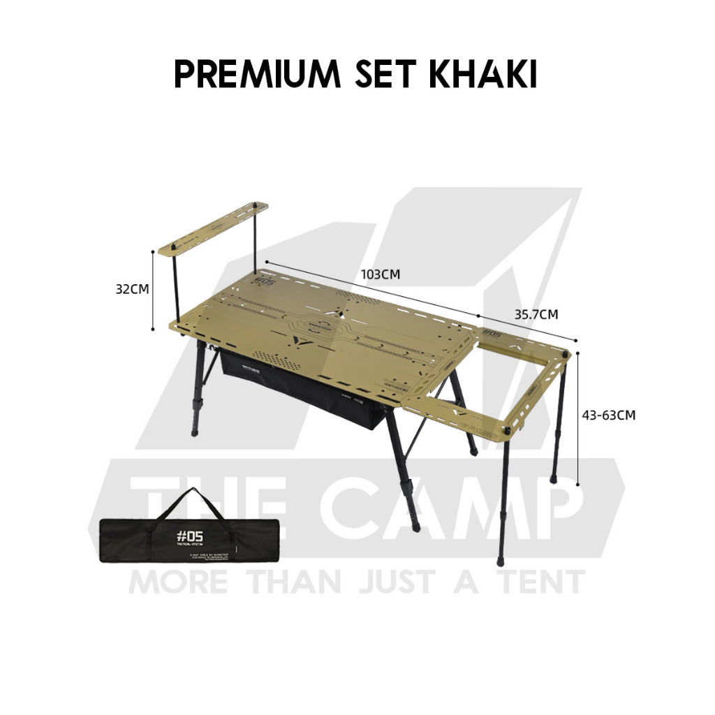 Shinetrip Starship 3 Plate Table Tactical Style IGT Expandable with Accessories Side Rack Stove BBQ Stand Meja