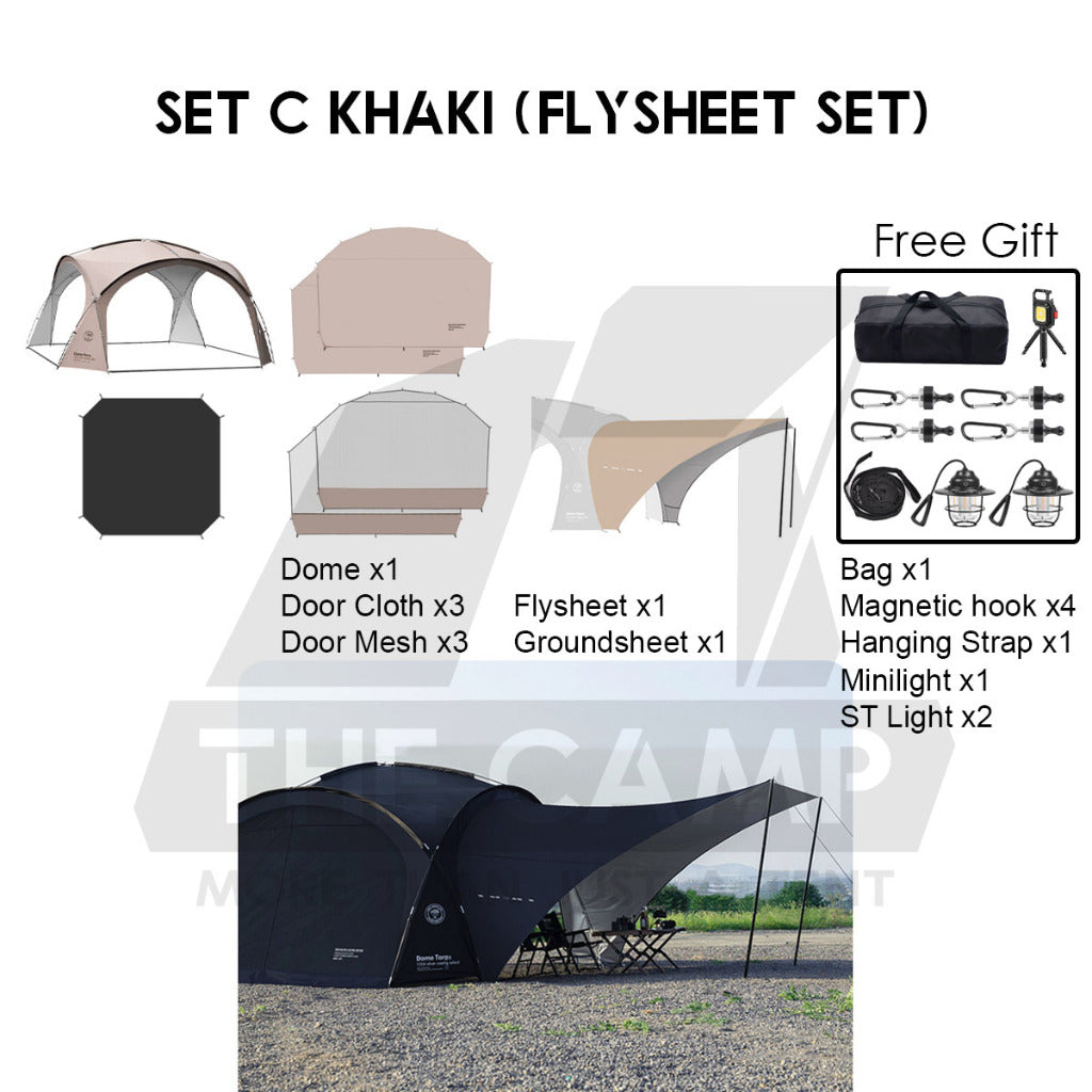 Shinetrip Dome Shelter Tarp Set Door Cloth Door Mesh Net PU3000 Silver Coated Black Anti Mosquito Tent