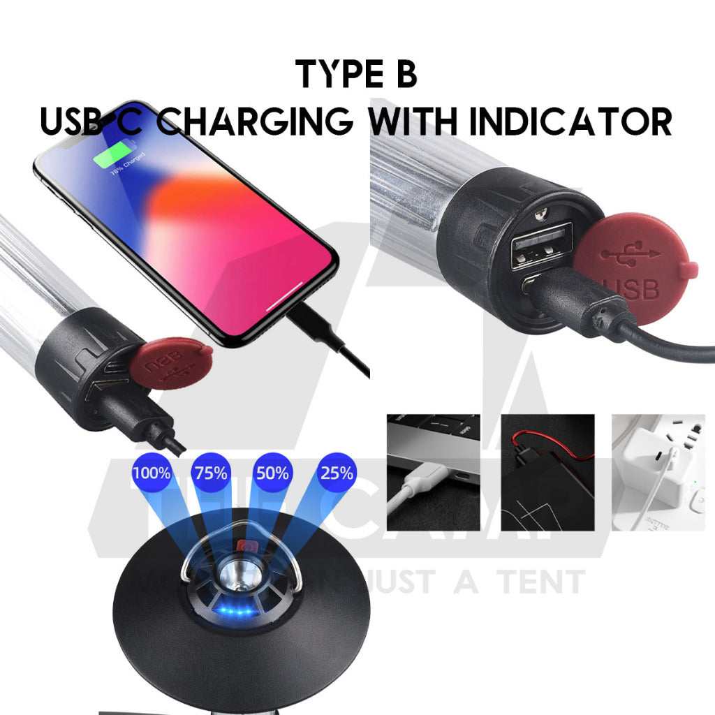 Camping Light House with Tripod Reflector Torch Flashlight Waterproof Rechargeable Multifunctional Blackdog 1913
