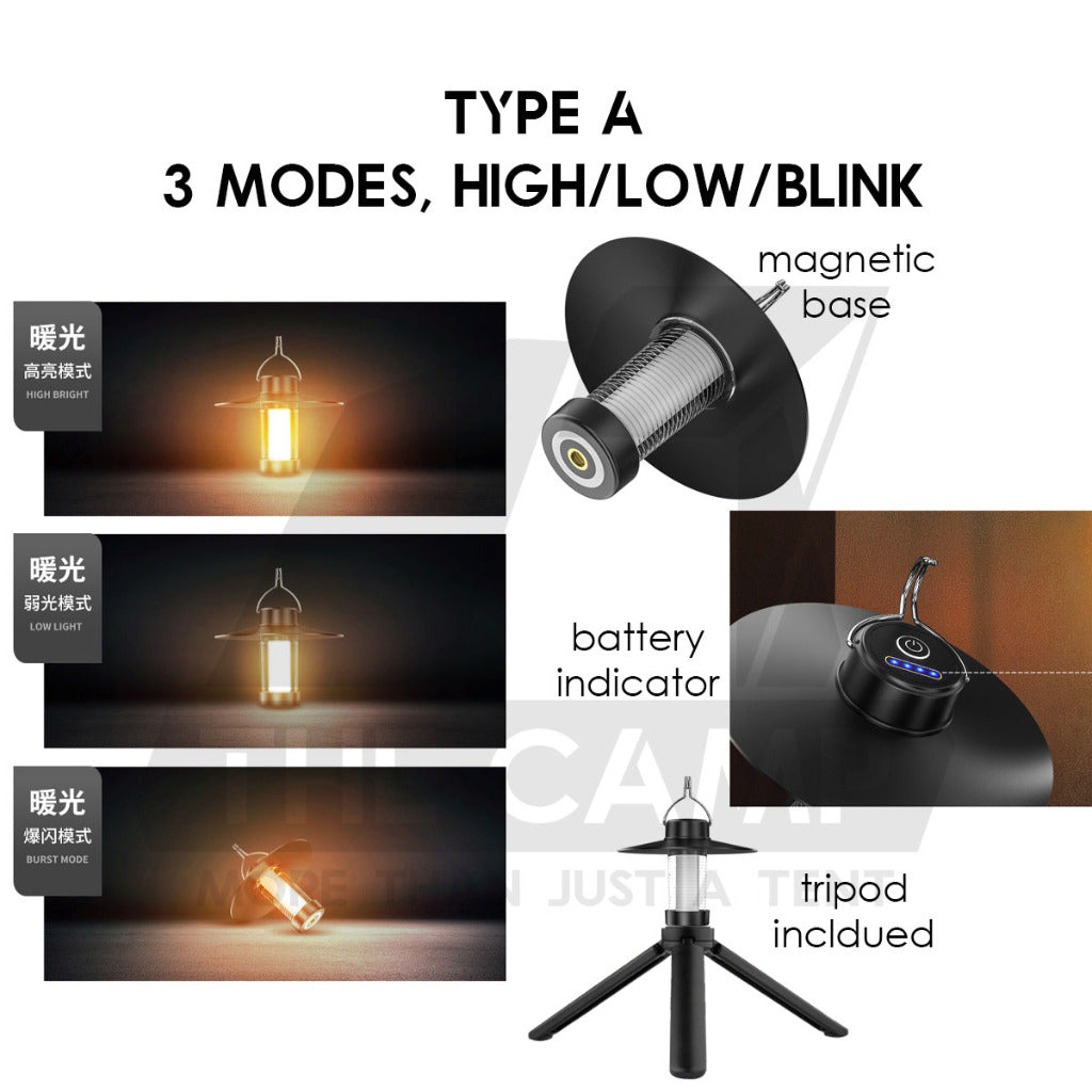 Camping Light House with Tripod Reflector Torch Flashlight Waterproof Rechargeable Multifunctional Blackdog 1913