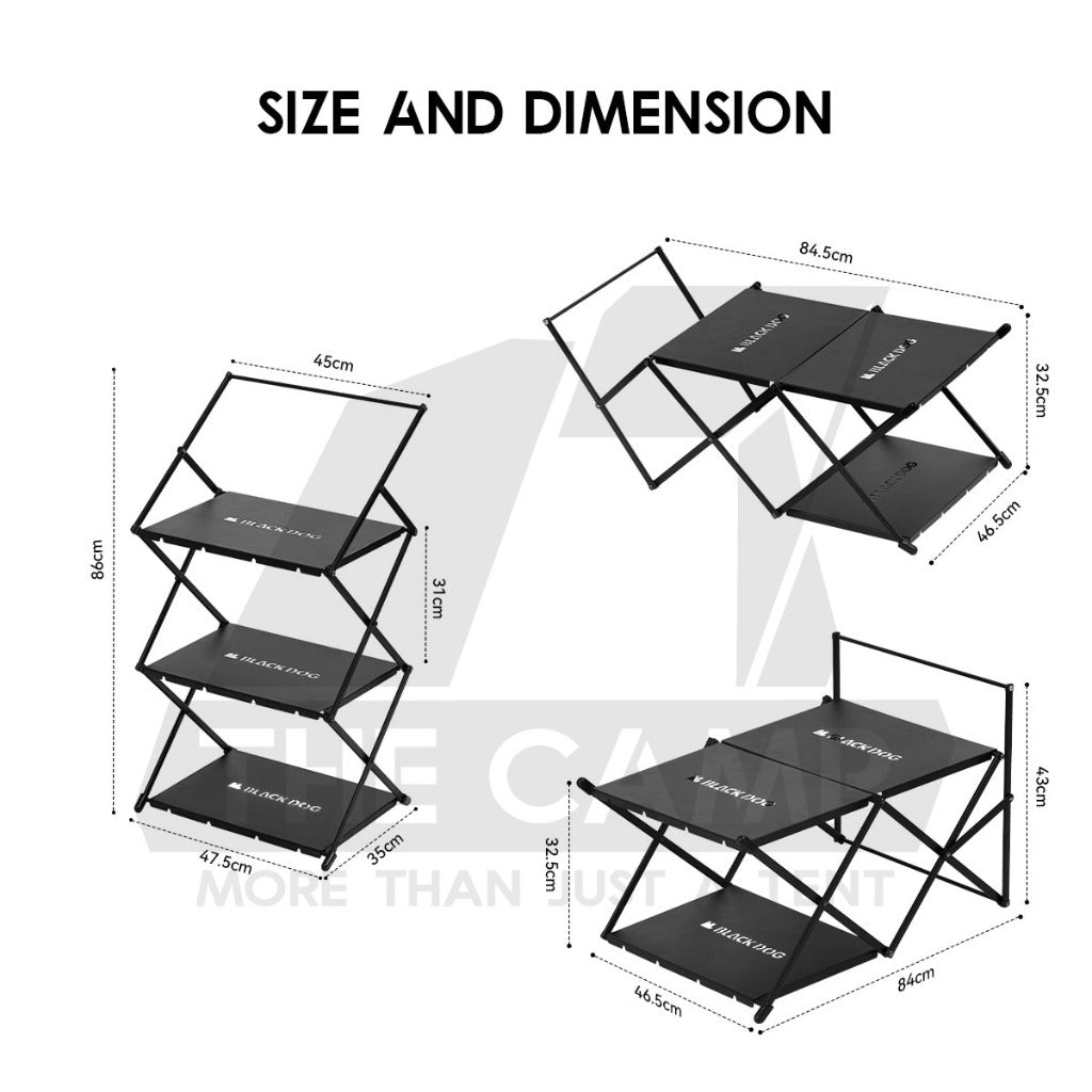 Blackdog Foldable Shelf Rack 3 Layers Outdoor Camping Portable Storage Table Stand CBD2450PJ010 CBD2450PJ020