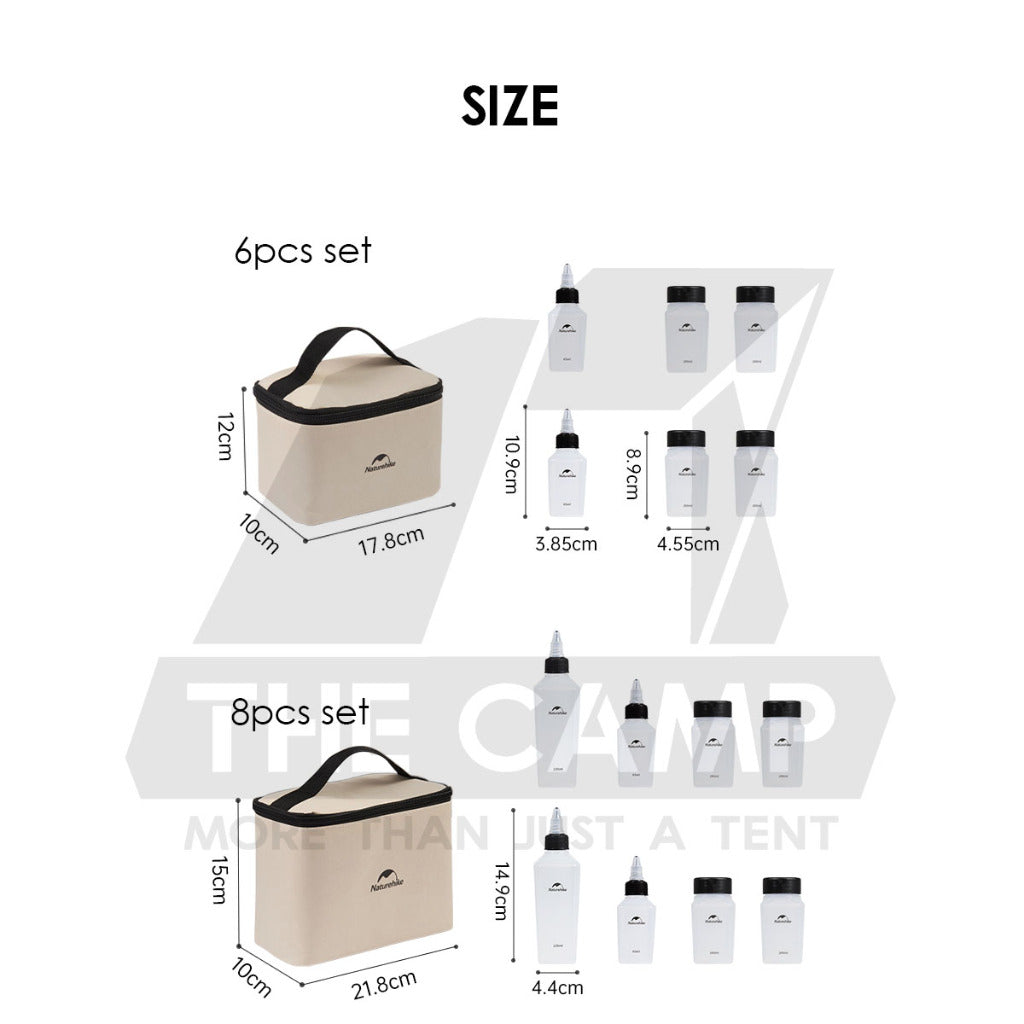 Naturehike Seasoning Set 6pcs 8pcs Oil Bottle Outdoor Camping Picnic Tableware BBQ Barbecue Condiment Bag CNH22CJ043