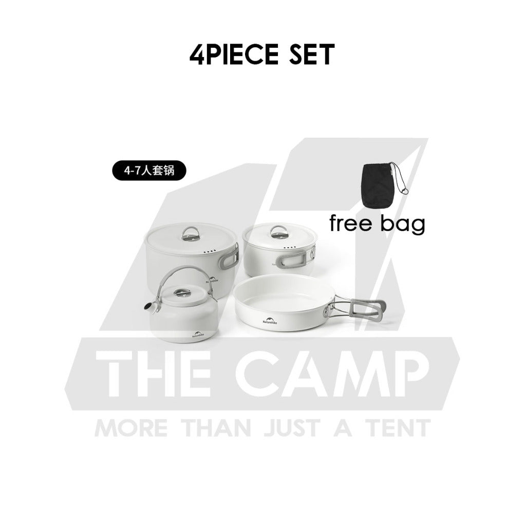 Naturehike Ceramic Cookware Set Non Stick Coating Cooking Set Pot Set Kettle Pan Pot Camping Outdoor Picnic CNK2450CF013