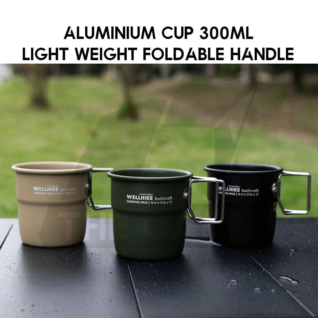 Wellhike SWS Foldable Cup 300ml with Handle Aluminium Folding Mug Outdoor Camping Cawan Anti Hot Coffee Cup