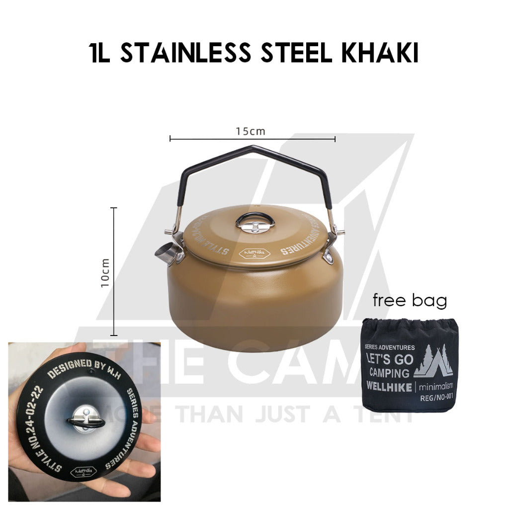Wellhike SWS Outdoor Kettle 1L / 1.1L Stainless Steel / Aluminium Camping Teapot Coffee Pot Silicon Spout Pourer