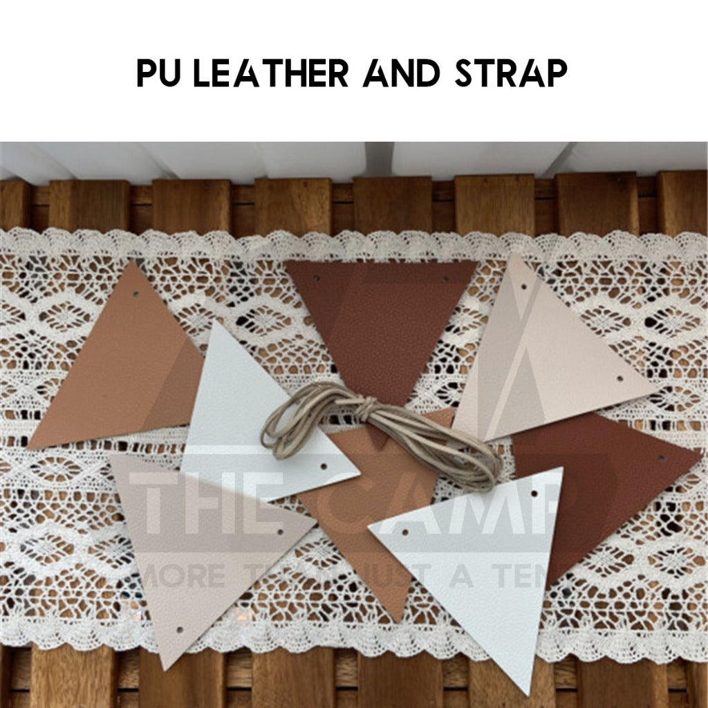 Outdoor Camping Flag PU Leather Decoration Tent Khemah Deco Triangle Equipment Flags Nail Rope Bag Pole Hanging Strap Pi