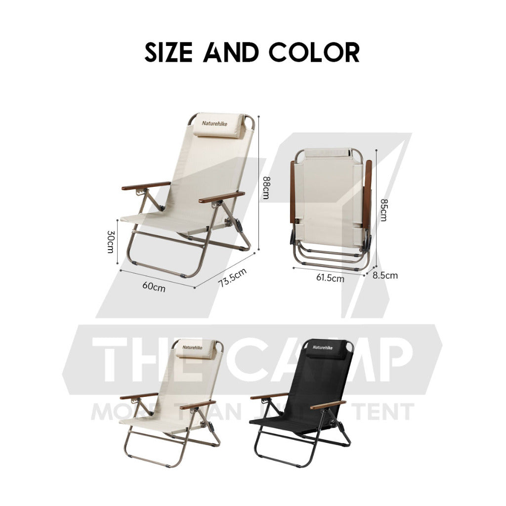 Naturehike T02 Recliner Chair with Arm Rest Portable Adjustable Outdoor Camping Kerusi Healing High Back CNK2550JJ012