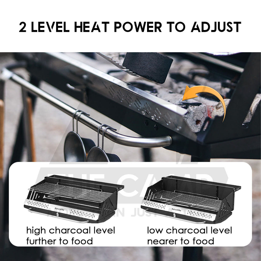 Naturehike Portable Charcoal BBQ Grill Stand Adjustable Height Stove Outdoor Camping Table Top Hanging Rack CNK2300015