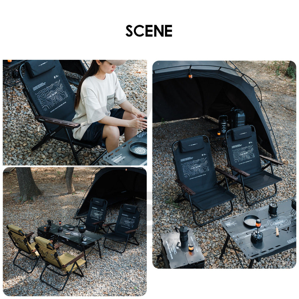 Shinetrip Full Recliner Chair Headrest 6 levels Reclining Sleeping Outdoor Camping High Back Extra Width Kerusi Healing