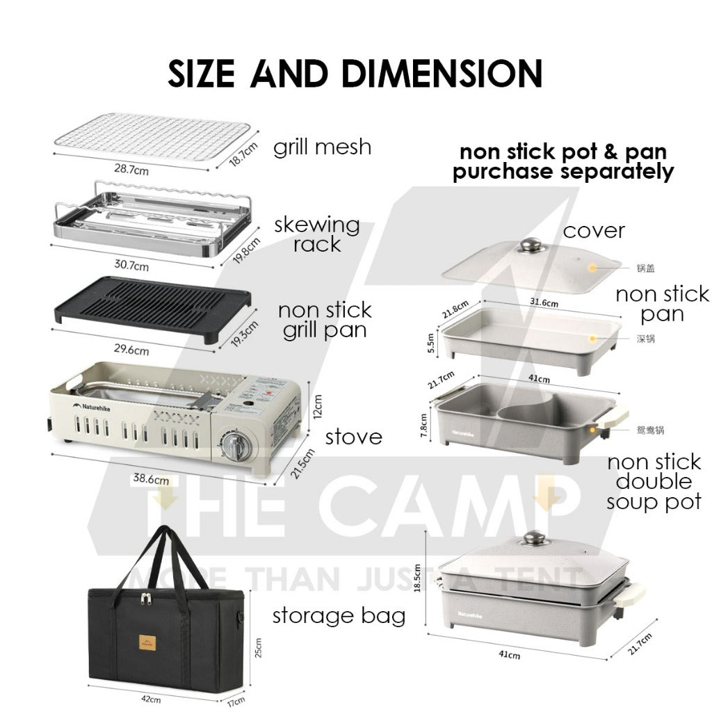 Naturehike Multipurpose Stove Grill BBQ Steamboat Hotpot Cassette Non Stick Frying Pan Outdoor Camping CNK2450CF033