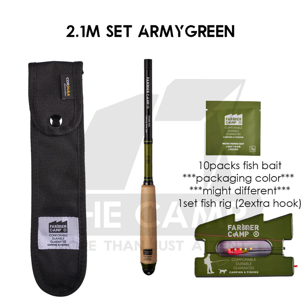 Farmer Camp Small Fishing Rod Set Outdoor Camping Fish Rod Compact Telescopic Shrimp Udang Ikan Pancing