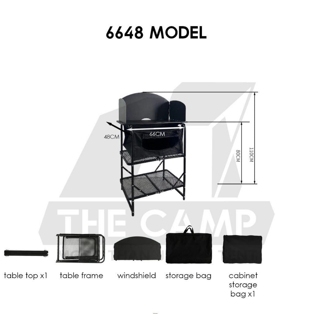 Outdoor Camping Mobile Kitchen Table Portable Folding Kitchen Black Cookware Windshield Mesh Bag Dapur Single/Double