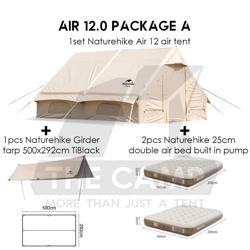 Naturehike Extend Air 12 12.0 Air Tent Inflatable 400 x 300cm Package Outdoor Camping Cotton Khemah Angin