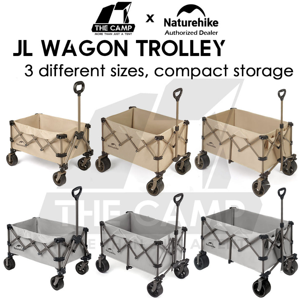 Naturehike JL Wagon Trolley Outdoor Camping Cart with Brake 10cm Thick Wheel 140L 280L 340L Black CNK2450JJ017
